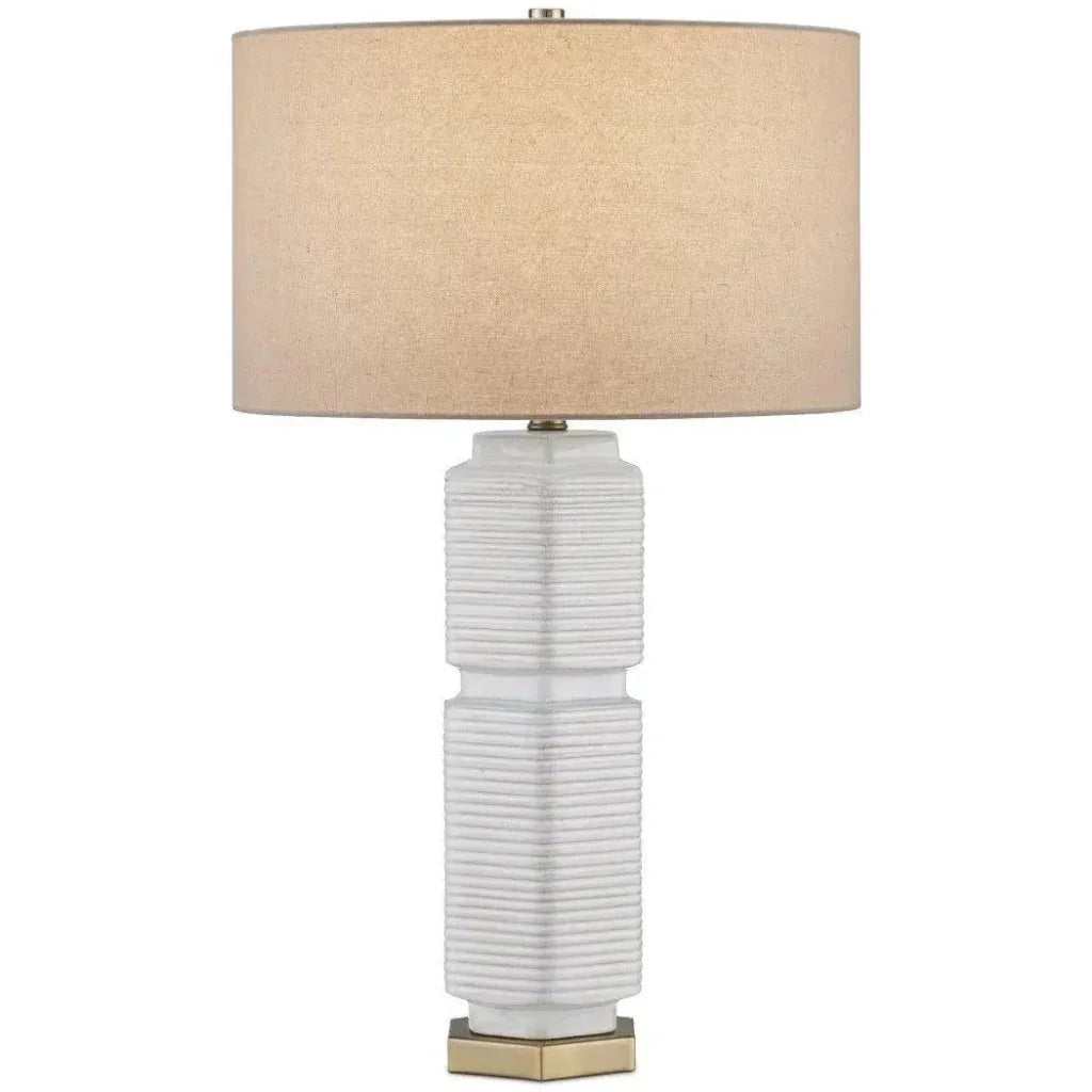 Glebe Ceramic and Metal White Table Lamp - LOOMLAN - Currey & Co - Table Lamps