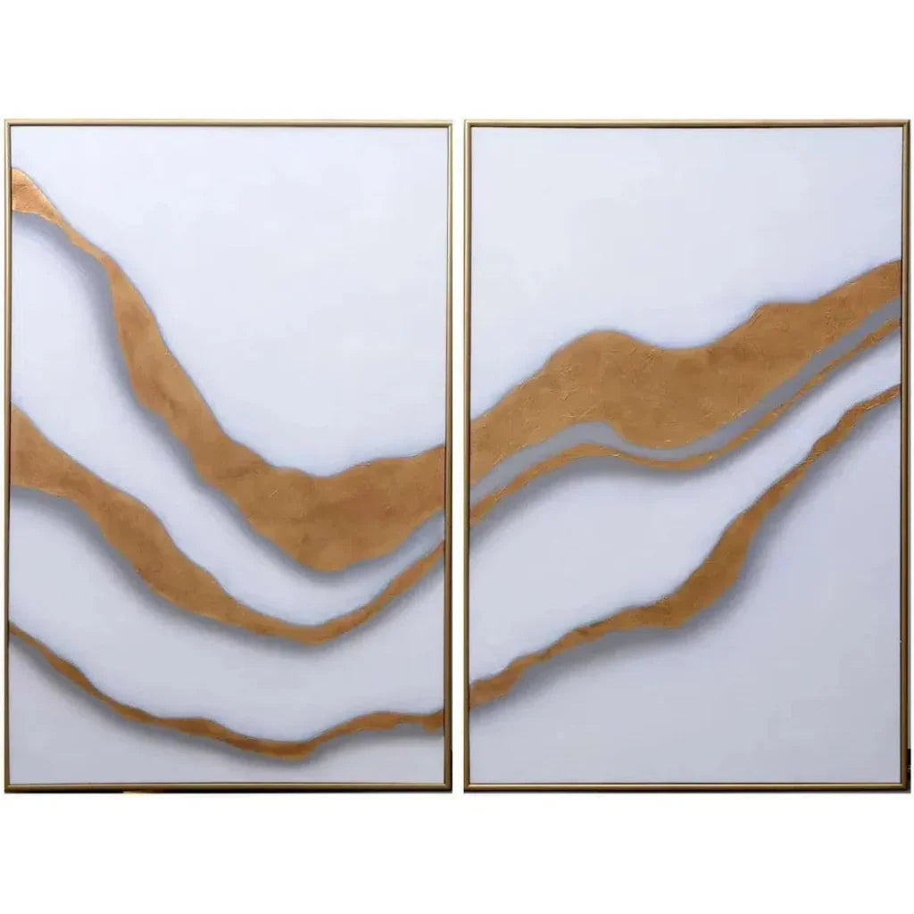 Gold Abyss 2PC Hand Painted Wall Art 40x60 - LOOMLAN - SUNPAN - Canvas Art