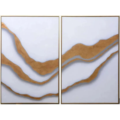 Gold Abyss 2PC Hand Painted Wall Art 40x60 - LOOMLAN - SUNPAN - Canvas Art