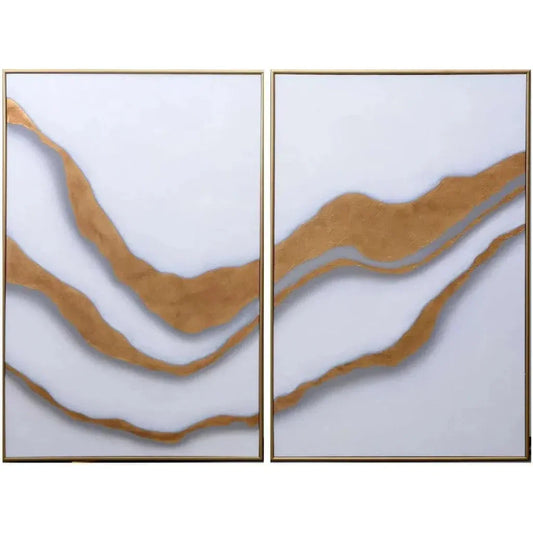 Gold Abyss 2PC Hand Painted Wall Art 40x60 - LOOMLAN - SUNPAN - Canvas Art
