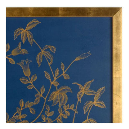 Gold Buckhead Panel On Blue Background Artwork-Framed Wall Art-Chelsea House-LOOMLAN