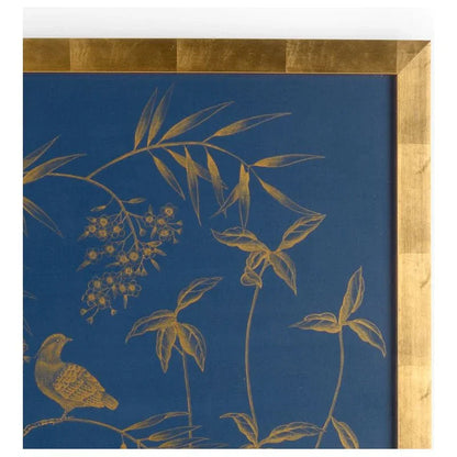 Gold Buckhead Panel On Blue Background Artwork-Framed Wall Art-Chelsea House-LOOMLAN