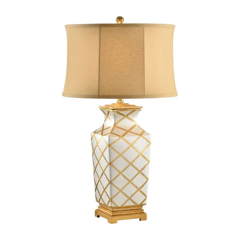 Gold Diamonds Porcelain Table Lamp - LOOMLAN - Chelsea House - Table Lamps