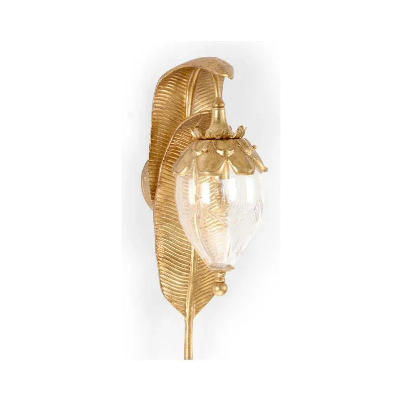 Gold Leaf Design Glass Wall Sconce - LOOMLAN - Chelsea House - Wall Sconces