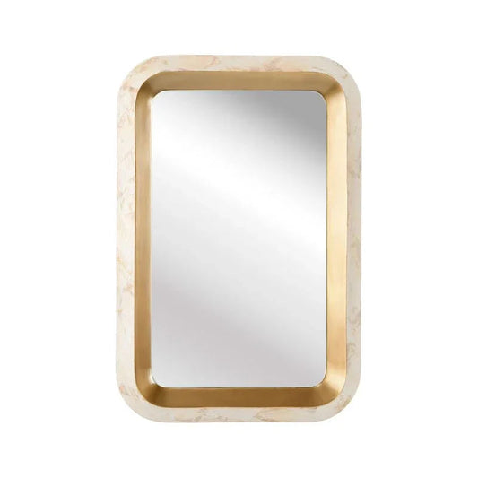 Gold Shellebrations Creamy Cabebe Shell Frame Wall Mirror - LOOMLAN - Wildwood - Wall Mirrors