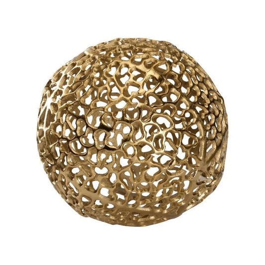 Gold Torch Coral Sphere Sculpture - LOOMLAN - Wildwood - Statues & Sculptures