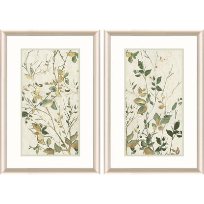 Golden Branches Hand Assembled Canvas Art 2PC