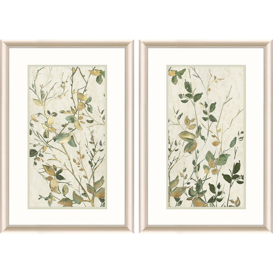 Golden Branches Hand Assembled Canvas Art 2PC