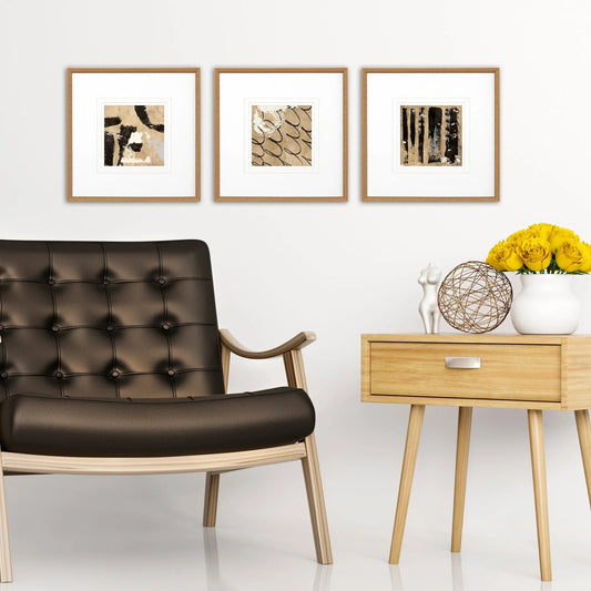 Grammercy II Wood Frame Brown Canvas Art 3PC