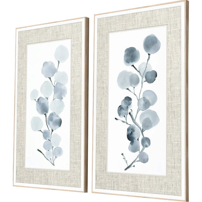 Gray Botanical Wood Frame Gray Canvas Art 2PC