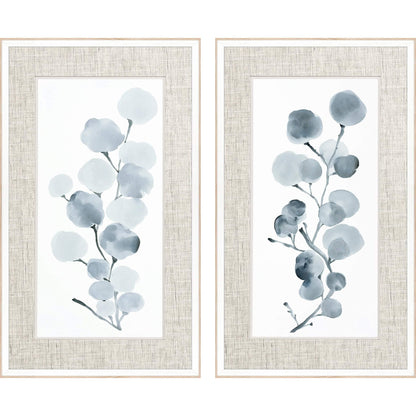 Gray Botanical Wood Frame Gray Canvas Art 2PC