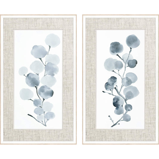 Gray Botanical Wood Frame Gray Canvas Art 2PC