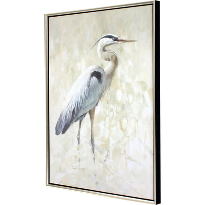 Great Blue Heron Hand Assembled Canvas Art