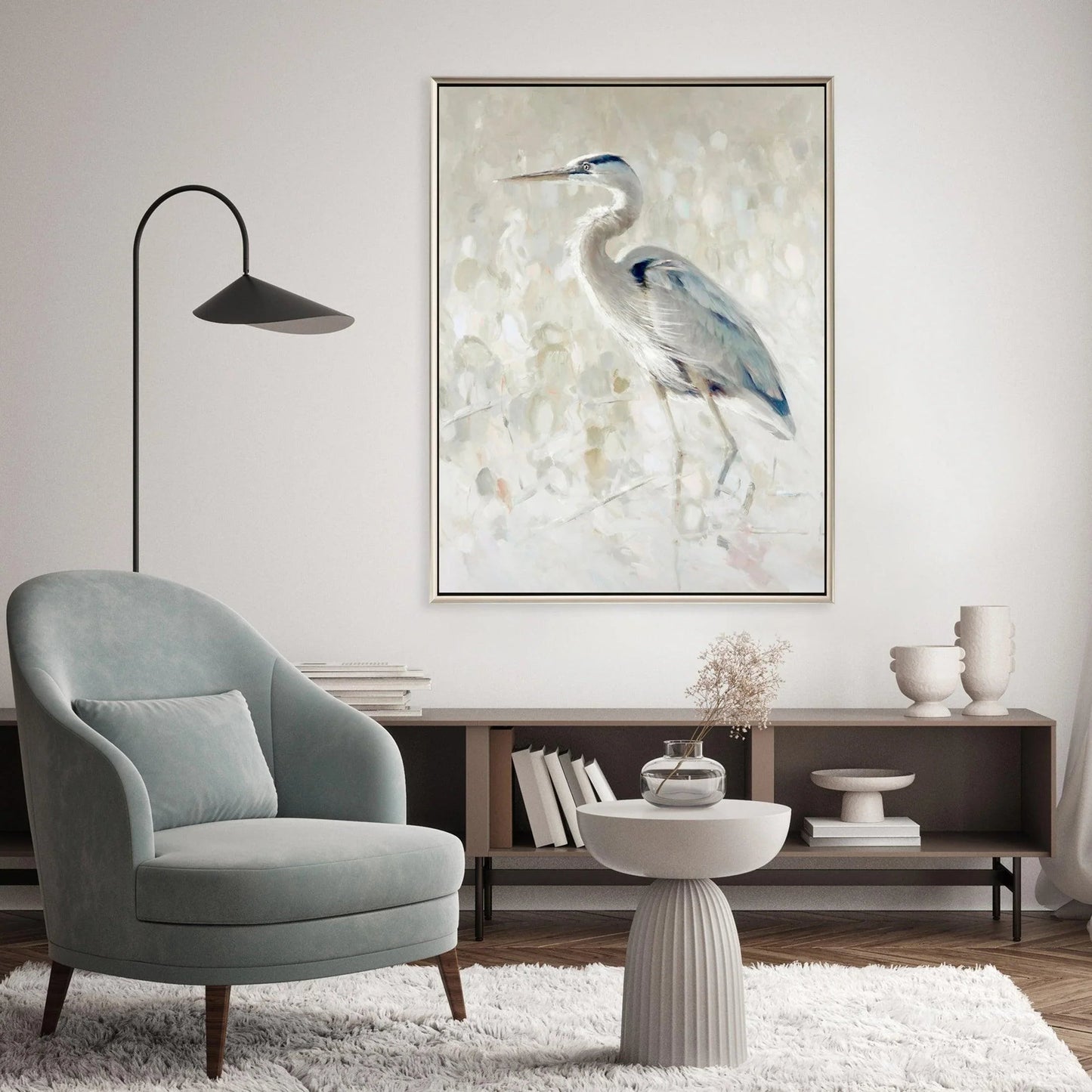 Great Blue Heron Hand Assembled Canvas Art