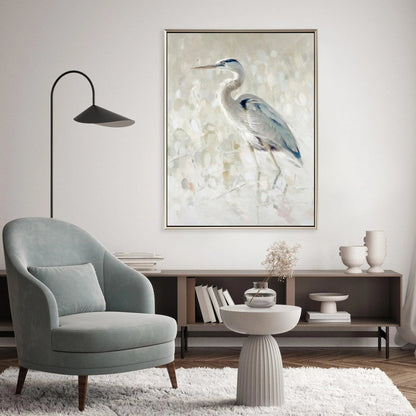 Great Blue Heron Hand Assembled Canvas Art