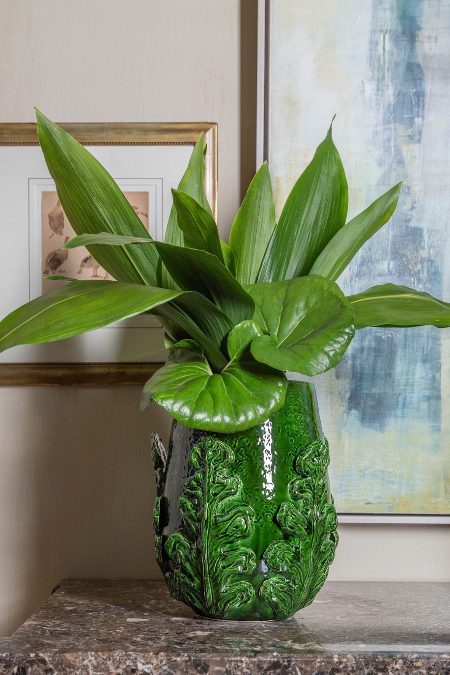 Abigails Grecco Green Ceramic Leaf Vase
