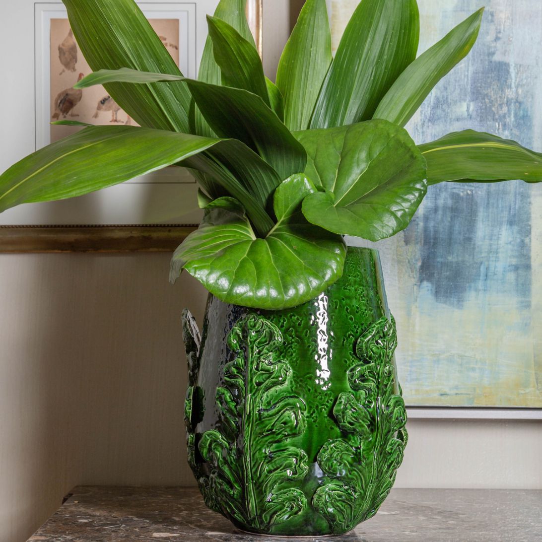 Abigails Grecco Green Ceramic Leaf Vase