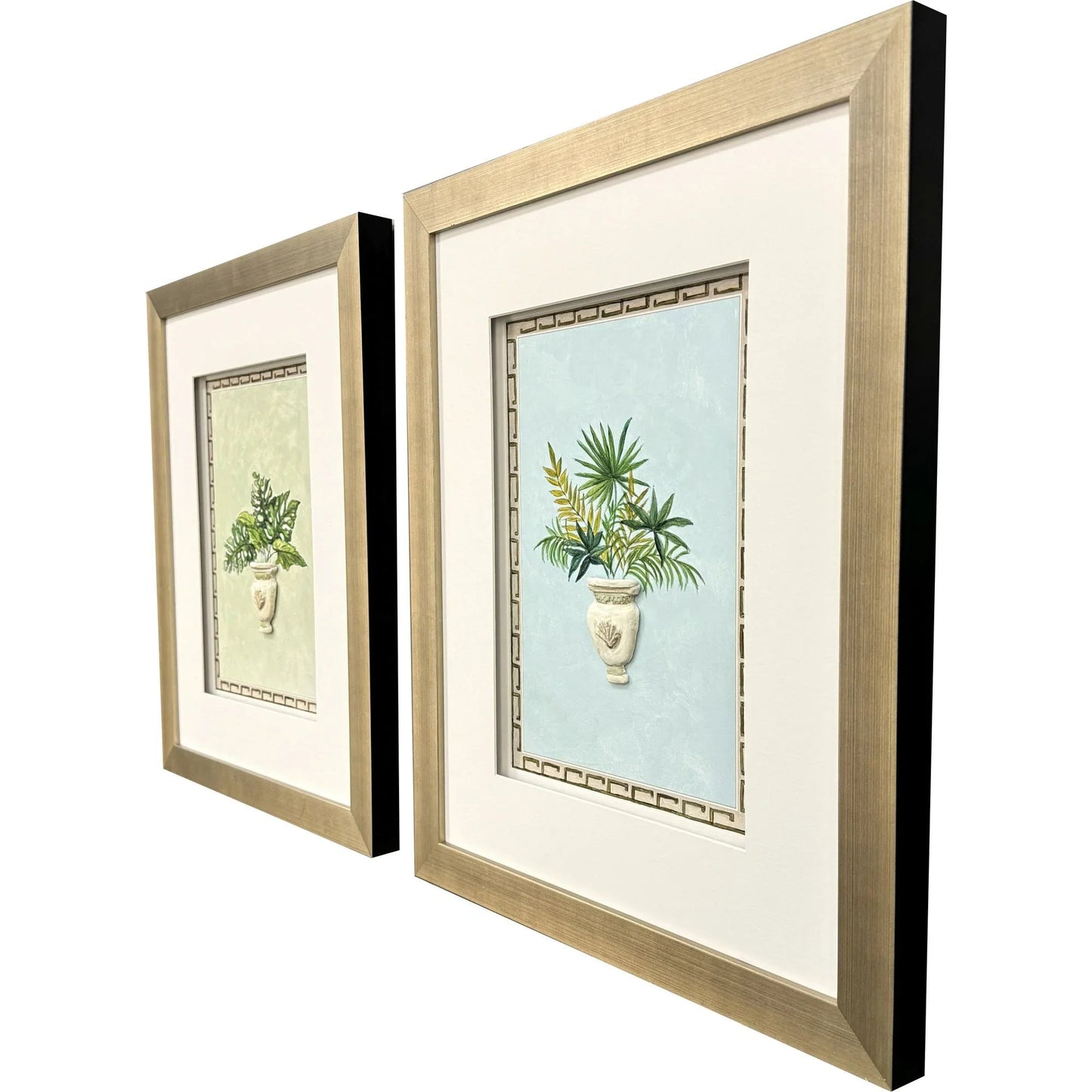 Grecian Vase Palm II Wood Frame Canvas Art 2PC