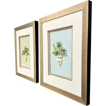 Grecian Vase Palm II Wood Frame Canvas Art 2PC
