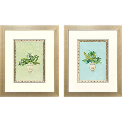 Grecian Vase Palm II Wood Frame Canvas Art 2PC