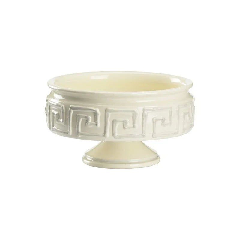Greco Ceramic Made White Compote Bowl - LOOMLAN - Wildwood - Boxes & Bowls