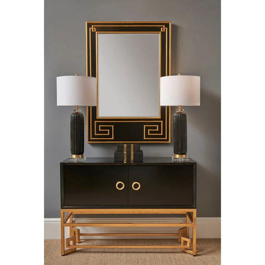 Greek Hall Wood Framed Wall Mirror - Black - LOOMLAN - Chelsea House - Wall Mirrors