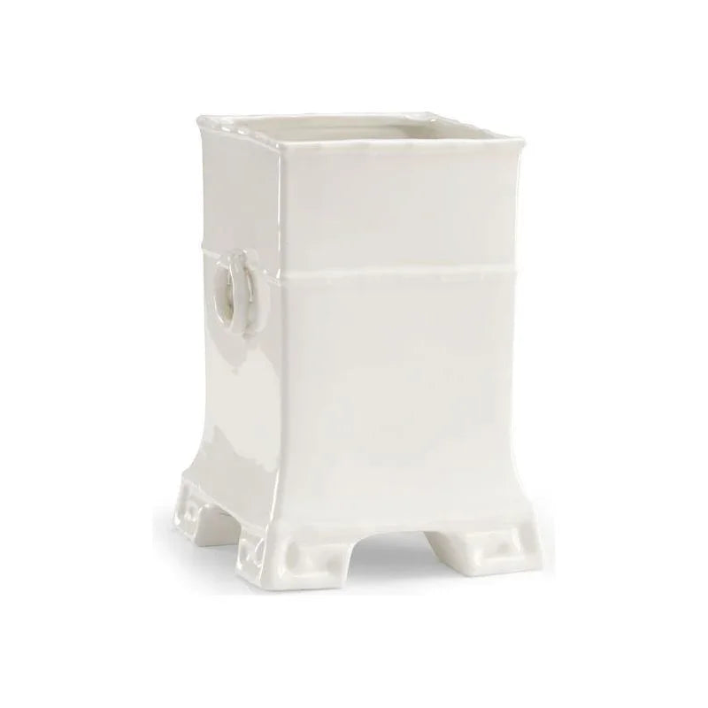 Greek Key Square Porcelain Vase - LOOMLAN - Chelsea House - Vases & Jars