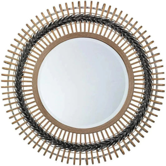Grey Bamboo Grove Braided Wall Mirror - LOOMLAN - Jamie Young - Wall Mirrors