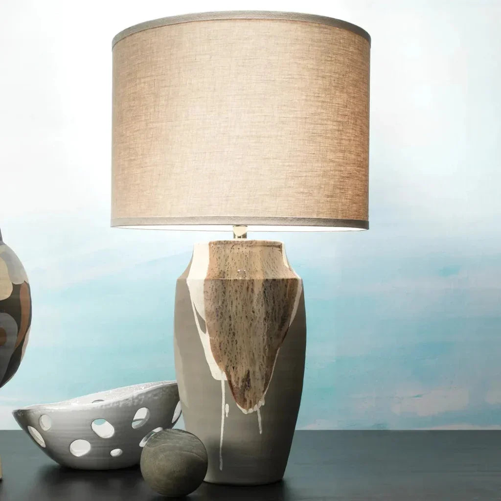 Grey Ceramic Landslide Table Lamp - LOOMLAN - Jamie Young - Table Lamps