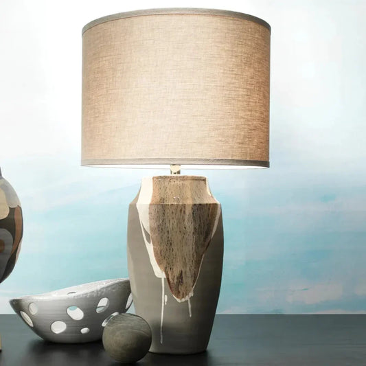 Grey Ceramic Landslide Table Lamp - LOOMLAN - Jamie Young - Table Lamps