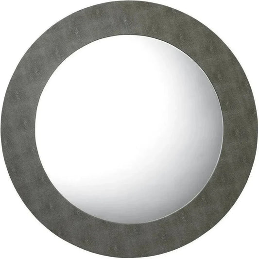 Grey Faux Shagreen Chester Round Wall Mirror - LOOMLAN - Jamie Young - Wall Mirrors