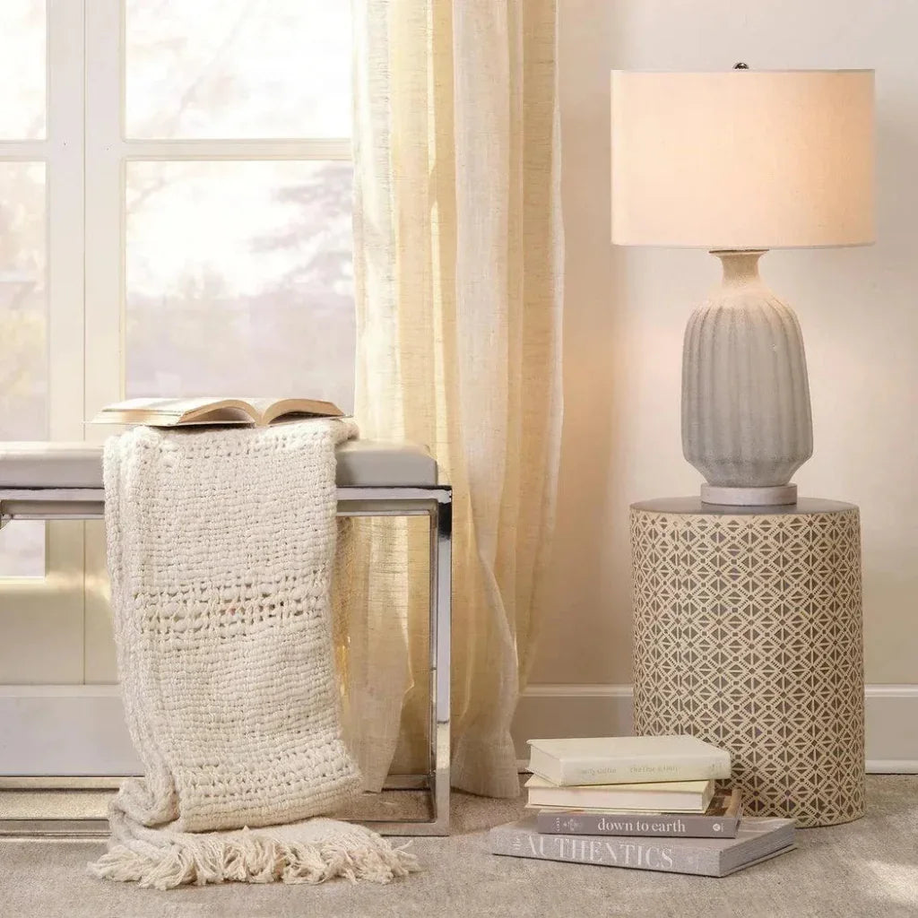 Grey Glass Grey Frosted Glass Table Lamp - LOOMLAN - Jamie Young - Table Lamps