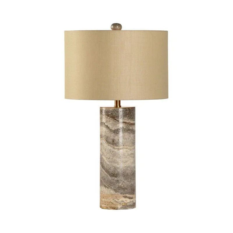 Grey Marble Column Brass Finish Table Lamp - LOOMLAN - Chelsea House - Table Lamps