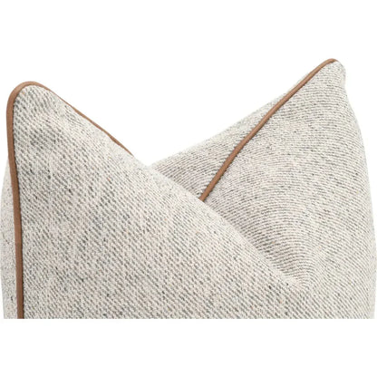 Grey Throw Pillow Leather Piping Set of Two - LOOMLAN - Essentials For Living - Throw Pillows