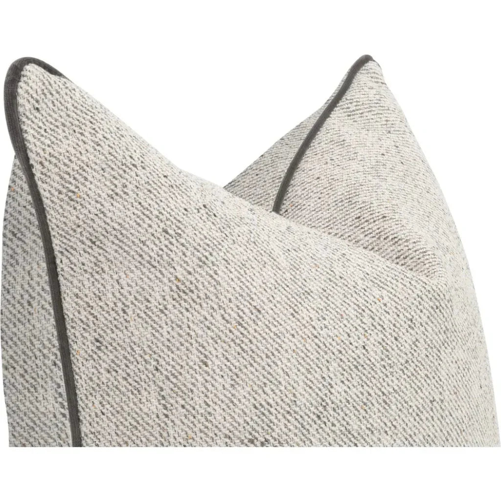 Grey Throw Pillow Leather Piping Set of Two - LOOMLAN - Essentials For Living - Throw Pillows