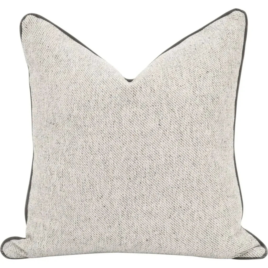 Grey Throw Pillow Leather Piping Set of Two - LOOMLAN - Essentials For Living - Throw Pillows