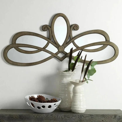 Grey Wood Decorative Wall Mirror 46" Wide - LOOMLAN - Jamie Young - Wall Mirrors