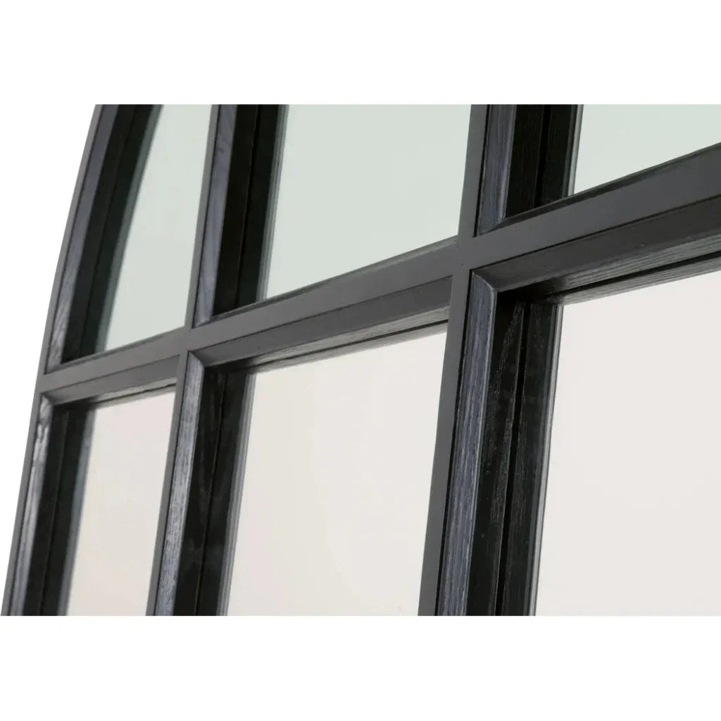 Grid Wooden Vertical Arched Floor Mirror-Floor Mirrors-Essentials For Living-LOOMLAN