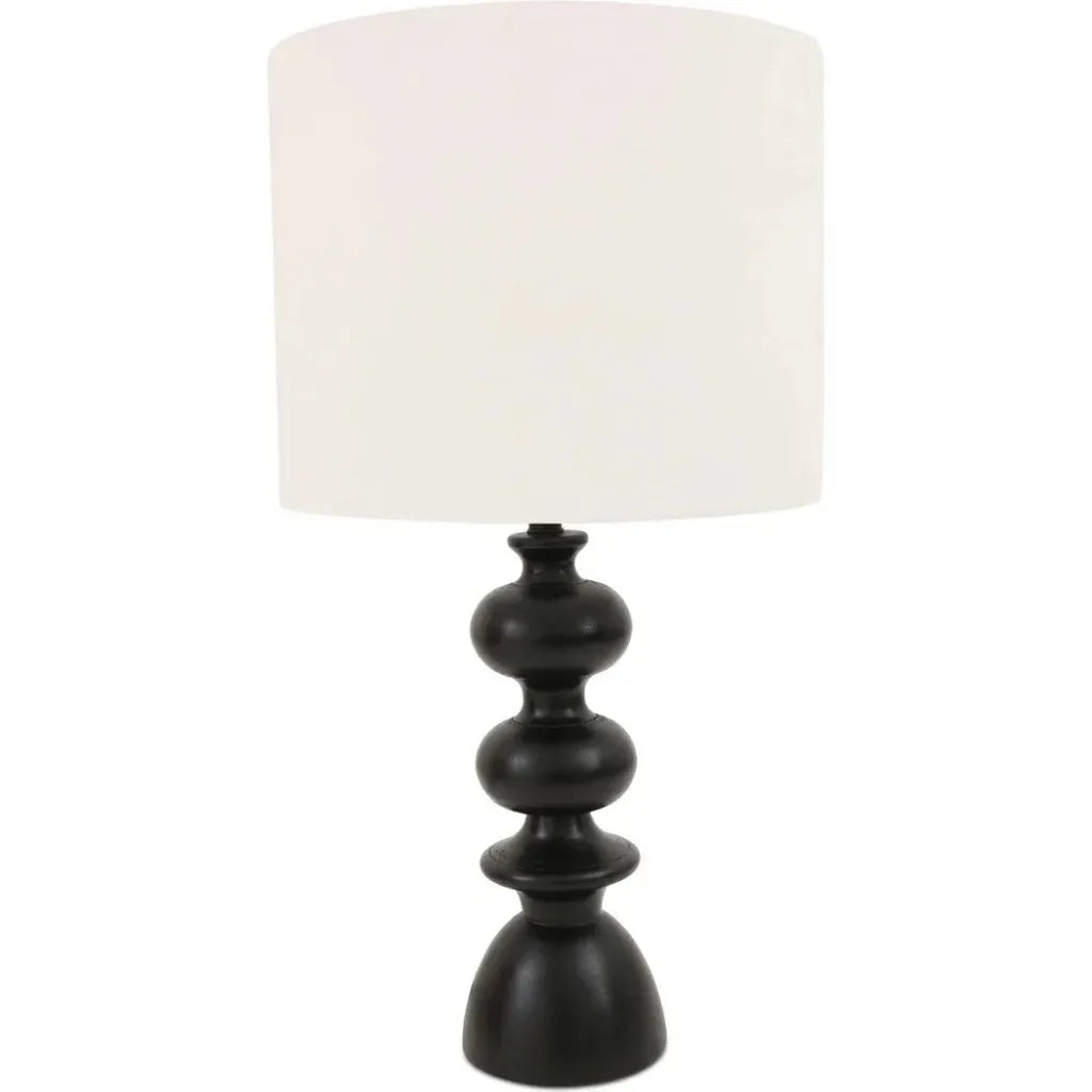 Gwen Wood & Textured Cotton Black Table Lamp - LOOMLAN - Moe's Home - Table Lamps
