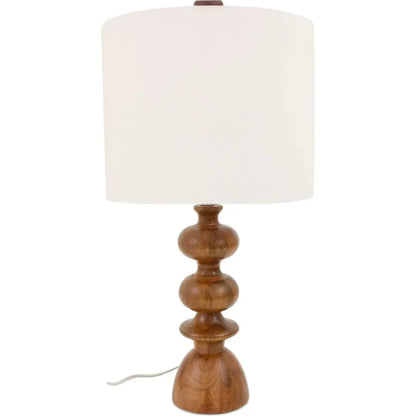 Gwen Wood & Textured Cotton Brown Table Lamp - LOOMLAN - Moe's Home - Table Lamps