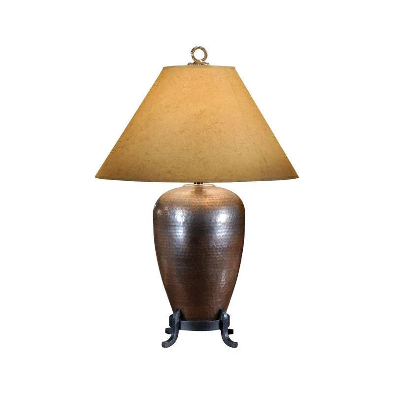 Hammered Bronze Base Vintage Table Lamp - LOOMLAN - Wildwood - Table Lamps
