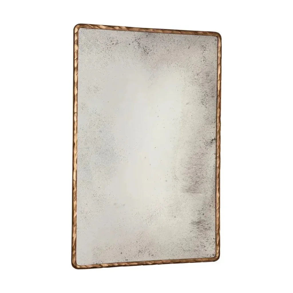 Furniture Classics Hammered Edge Metal Framed Gold Floor Mirror