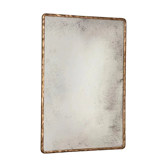 Hammered Edge Metal Framed Gold Floor Mirror-Floor Mirrors-Furniture Classics-LOOMLAN