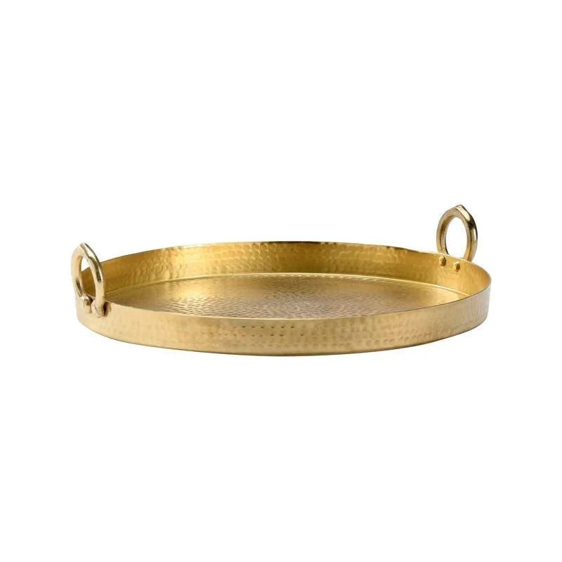 Hammered Serving Antique Brass Tray - LOOMLAN - Wildwood - Trays