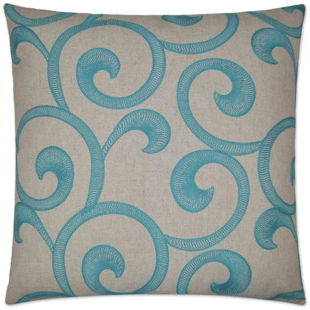 Hampton Scroll Blue Throw Pillow With Insert - LOOMLAN - D.V. Kap - Throw Pillows