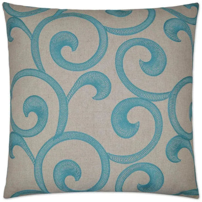 Hampton Scroll Blue Throw Pillow With Insert - LOOMLAN - D.V. Kap - Throw Pillows