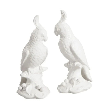 Hand Finished Ceramic Made Cockatoo Sculpture (Pr) - LOOMLAN - Chelsea House - Statues & Sculptures