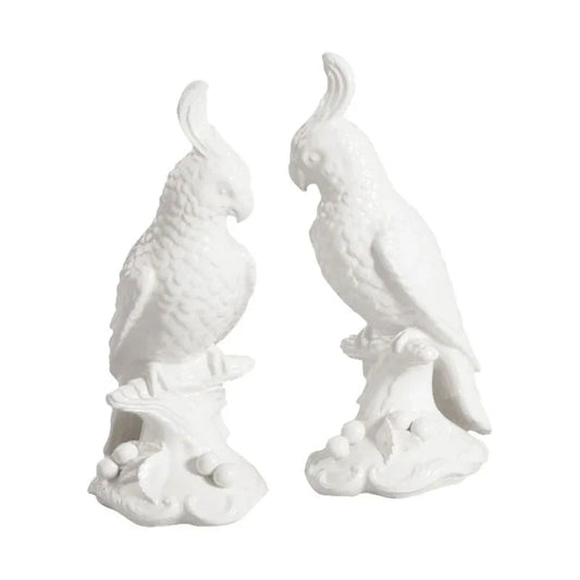 Hand Finished Ceramic Made Cockatoo Sculpture (Pr) - LOOMLAN - Chelsea House - Statues & Sculptures