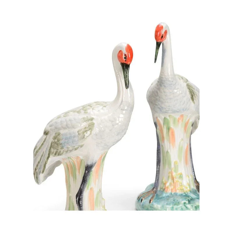 Hand Glazed Ceramic Made Chelsea Crane Sculpture (Pr) - LOOMLAN - Chelsea House - Statues & Sculptures