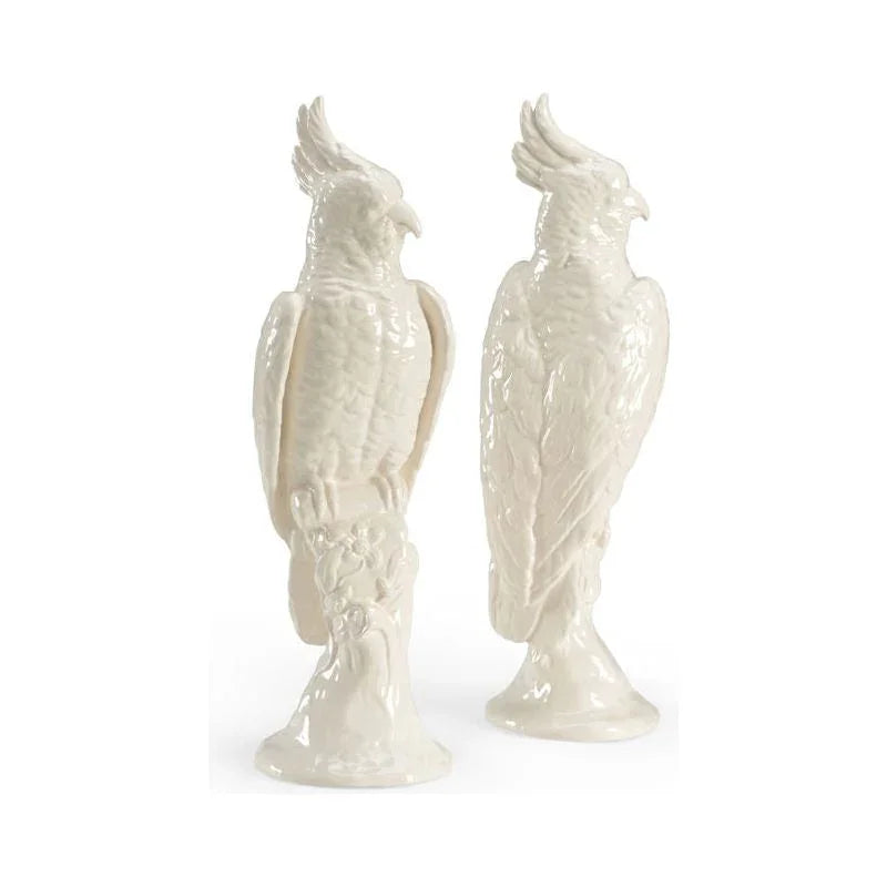 Hand Glazed Ceramic Made Cockatoo Sculpture (Pr) - LOOMLAN - Chelsea House - Statues & Sculptures